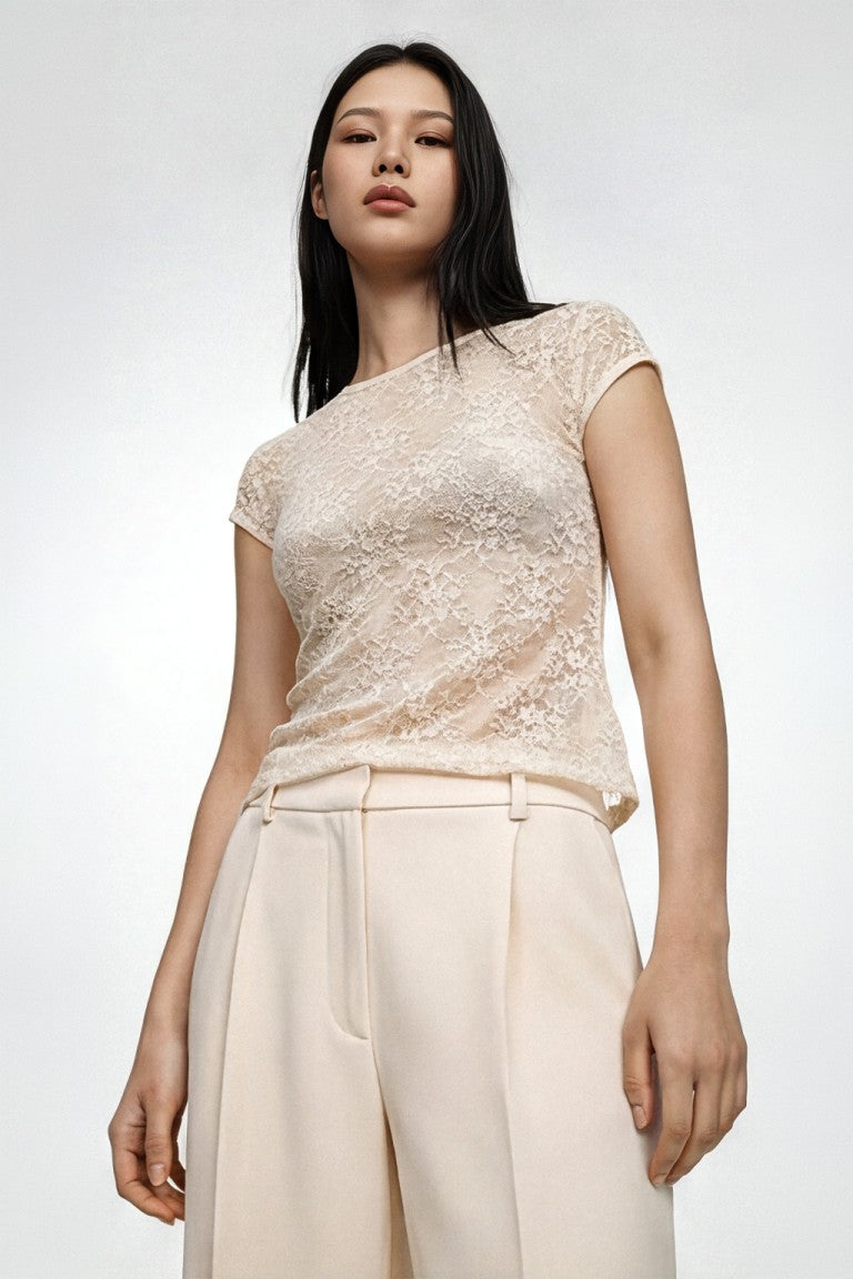 Blusa pizzo e paillettes